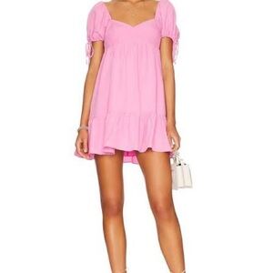 Amanda Uprichard Pink Sicily Puff Sleeve Mini Dress